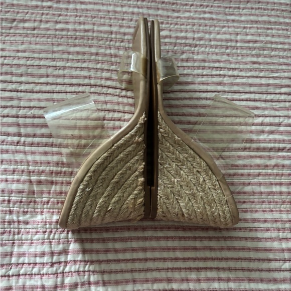 Zara Women's Wedge Sandals with Clear Straps - Beige - Picture 5 of 7